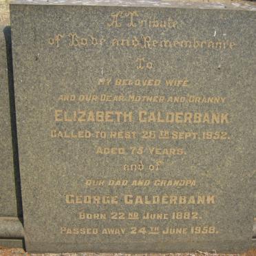 CALDERBANK George 1882-1958 &amp; Elizabeth -1952