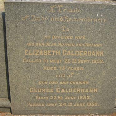 CALDERBANK George 1882-1958 &amp; Elizabeth -1952