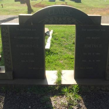 CLAASE Marthinus G.P. 1892-1964 &amp; Jenetha H. 1894-1992