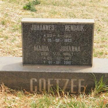 COETZEE Johannes Hendrik 1916-1993 &amp; Maria Johanna V.D. WALT 1917-2010