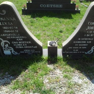 COLEMAN Cornelius Johannes 1920-1990 &amp; Susanna Lucia 1920-1998