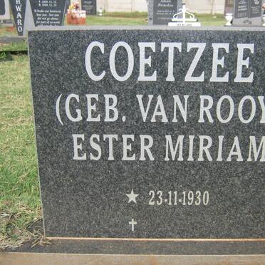 COETZEE Hendrik Johannes 1930-2009 &amp; Ester Miriam VAN ROOY 1930-