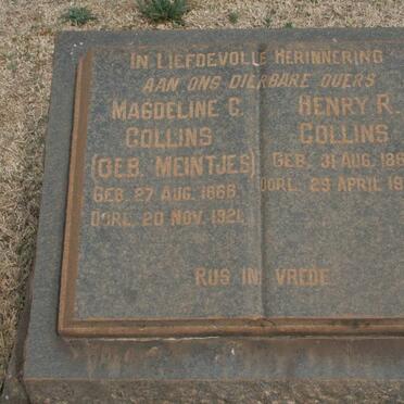 COLLINS Henry R. 1866-1960 &amp; Magdeline G. MEINTJES 1866-1921