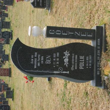 COETZEE Ben 1933-2000 &amp; Pollie 1935-2007