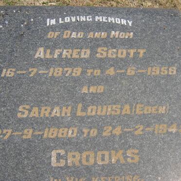 CROOKS Alfred Scott 1879-1958 &amp; Sarah Louisa EDEN 1880-1945