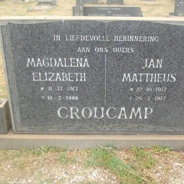 CROUCAMP Jan Mattheus 1912-1977 &amp; Magdalena Elizabeth 1917-1999