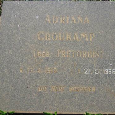 CROUKAMP Adriana nee PRETORIUS 1912-1996
