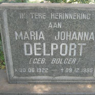 DELPORT Maria Johanna nee BOLGER 1922-1995