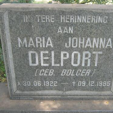 DELPORT Maria Johanna nee BOLGER 1922-1995