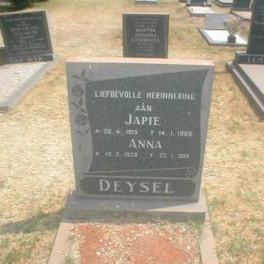 DEYSEL Japie 1915-1988 &amp; Anna 1920-1989