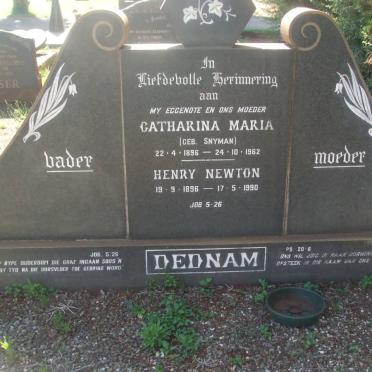 DEDNAM Henry Newton 1896-1990 &amp; Catharina Maria SNYMAN 1896-1962