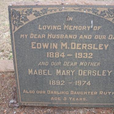 DERSLEY Edwin M. 1884-1932 &amp; Mabel Mary 1892-1974 :: DERSLEY Ruth