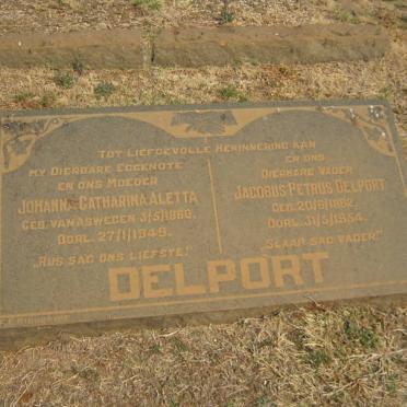 DELPORT Jacobus Petrus 1862-1954 &amp; Johanna Catharina Aletta VAN ASWEGEN 1860-1949