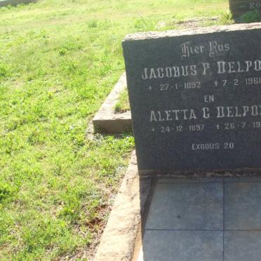 DELPORT Jacobus P. 1892-1961 &amp; Aletta G. 1897-1980