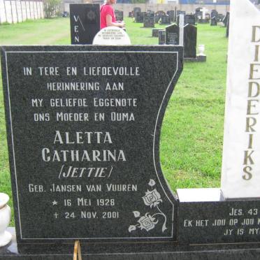DIEDERIKS Aletta Catharina nee JANSEN VAN VUUREN 1928-2001