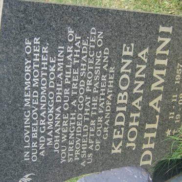 DHLAMINI Kedibone Johanna 1957-2010