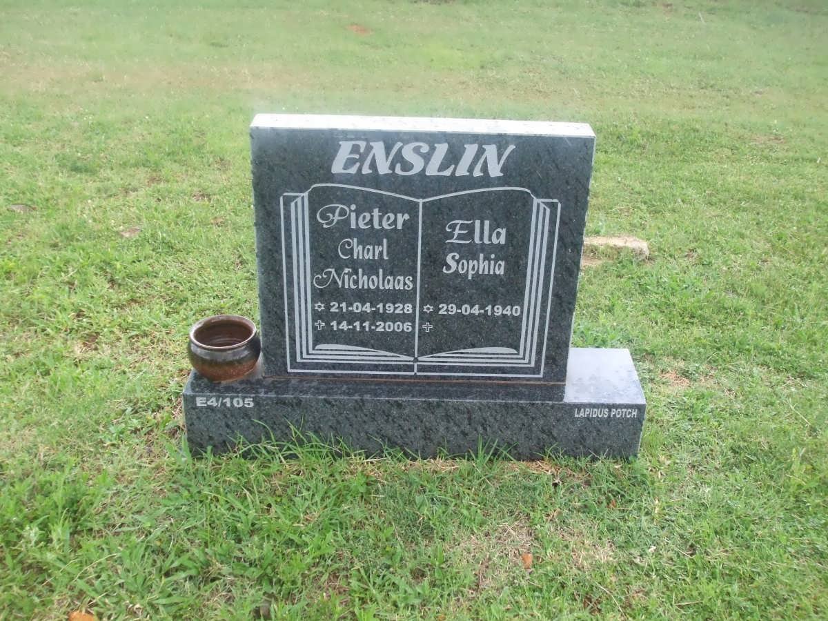 ENSLIN Pieter Charl Nicholaas 1928-2006 &amp; Ella Sophia 1940-