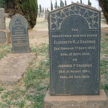 ERASMUS Jacobus P. 1865-1929 &amp; Elizabeth M.J. MINNAAR 1872-1920