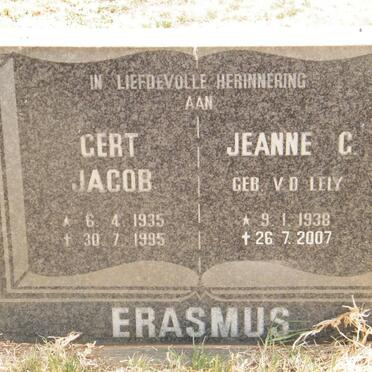 ERASMUS Gert Jacob 1935-1995 &amp; Jeanne G. nee VAN DER LELY 1938-2007