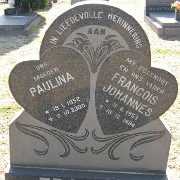 ERASMUS Francois Johannes 1953-1984 &amp; Paulina 1952-2000