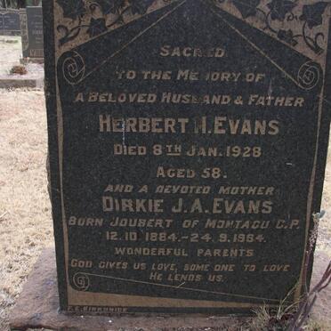 EVANS Herbert M. -1928 &amp; Dirkie J.A. JOUBERT 1864-1964