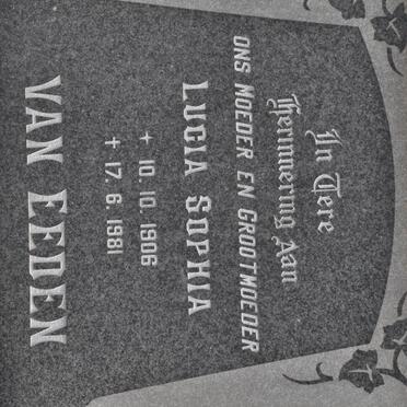 EEDEN Lucia Sophia, van 1906-1981
