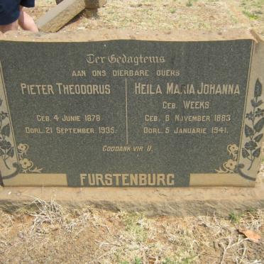 FURSTENBURG Pieter Theodorus 1878-1935 &amp; Heila Maria Johanna WEEKS 1883-1941