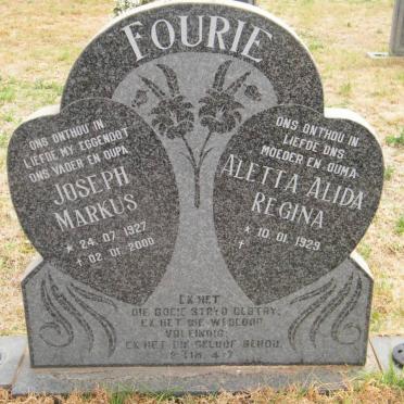 FOURIE Joseph Markus 1927-2000 &amp; Aletta Alida Regina 1929-
