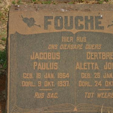 FOUCHÉ Jacobus Paulus 1864-1937 &amp; Gertbrech Aletta Johanna 1866-1942