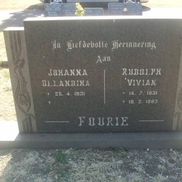 FOURIE Rudolph Vivian 1931-1983 &amp; Johanna Ollandina 1931-