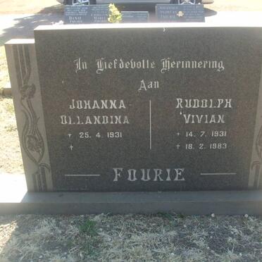 FOURIE Rudolph Vivian 1931-1983 &amp; Johanna Ollandina 1931-