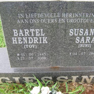 GIESSING Bartel Hendrik 1945-2008 &amp; Susanna Sara 1948-