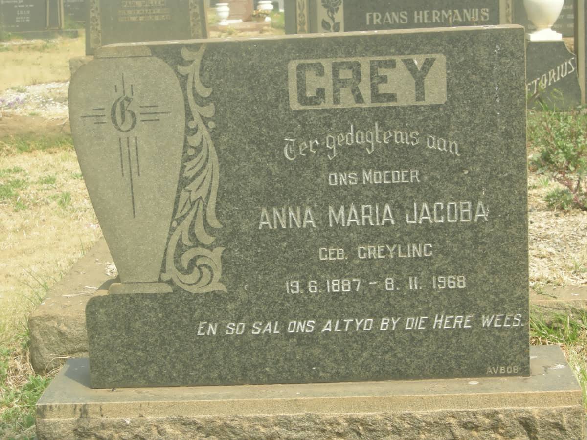 GREY Anna Maria Jacoba nee GREYLING 1887-1968