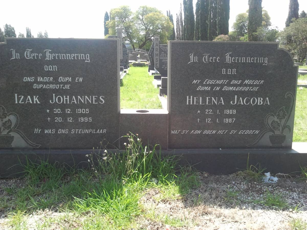 GROVE Izak Johannes 1905-1995 &amp; Helena Jacoba 1908-1987