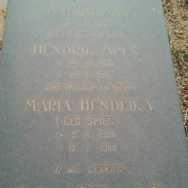 GRAAF Hendrik Alex, de 1908-1987 &amp; Maria Hendrika SPIES 1906-1989