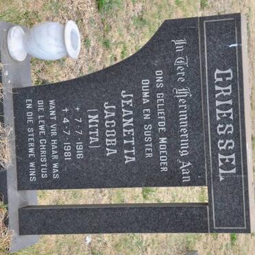 GRIESSEL Jeanetta Jacoba 1916-1981