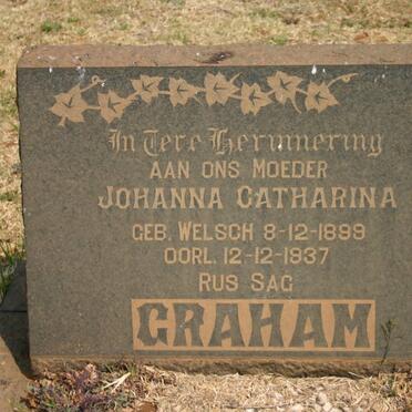 GRAHAM Johanna Catharina nee WELSCH 1899-1937