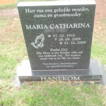HANEKOM Maria Catharina 1916-2009