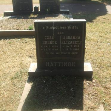 HATTINGH Izak George 1908-1988 &amp; Johanna Elizabeth 1910-1982