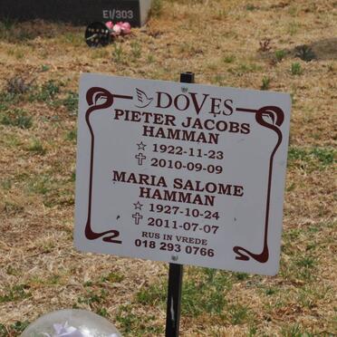 HAMMAN Pieter Jacobs 1922-2010 &amp; Maria Salome 1927-2011