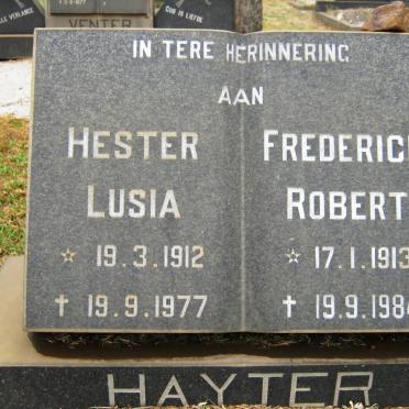 HAYTER Frederick Robert 1913-1984 &amp; Hester Lusia 1912-1977