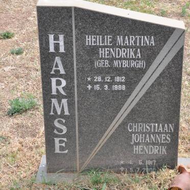 HARMSE Christiaan Johannes Hendrik 1917-2000 &amp; Heilie Martina Hendrika MYBURGH 1912-1998
