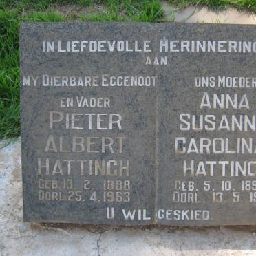 HATTINGH Pieter Albert 1898-1963 &amp; Anna Susanna Carolina 1892-1979