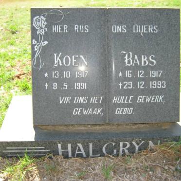 HALGRŸN Koen 1917-1991 &amp; Babs 1917-1993