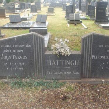 HATTINGH John Fergus 1908-1978 &amp; Petronella Christina S. 1918-1994