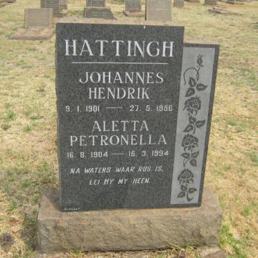 HATTINGH Johannes Hendrik 1901-1956 &amp; Aletta Petronella 1904-1994