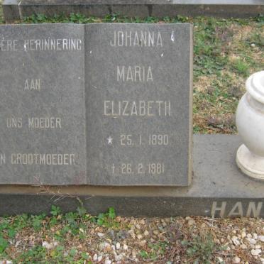 HANZEN Johanna Elizabeth 1890-1981