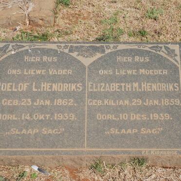 HENDRIKS Roelof L. 1862-1939 &amp; Elizabeth M. KILIAN 1859-1939 