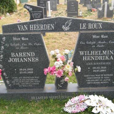 HEERDEN Barend Johannes, van 1932-1999 &amp; Wilhelmina Hendrika LE ROUX nee KOEKEMOER 1935-2001