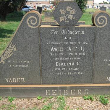 HEIBERG A.P.J. 1890-1966 &amp; Dialina C. RAUTENBACH 1893-1971